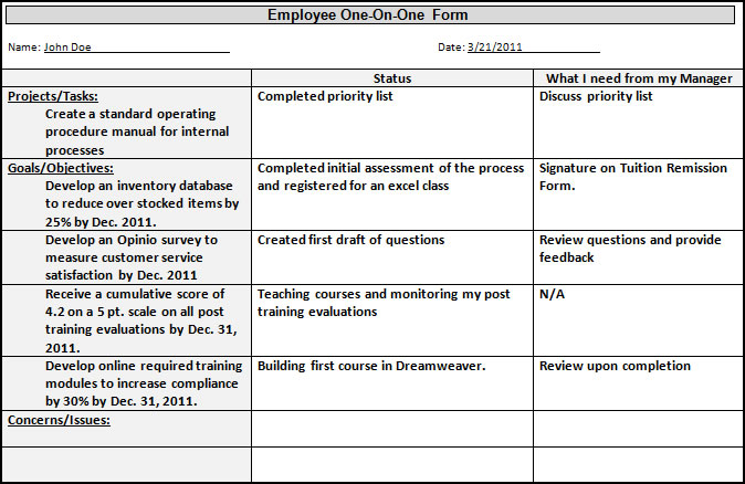 One To One Review Template HQ Printable Documents