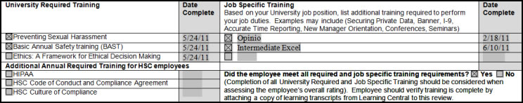 Required and Job Specific Training - Section 4